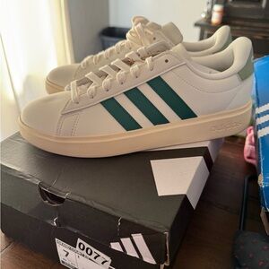 Adidas Grand Court 2.0 Teal Striped Sneakers
